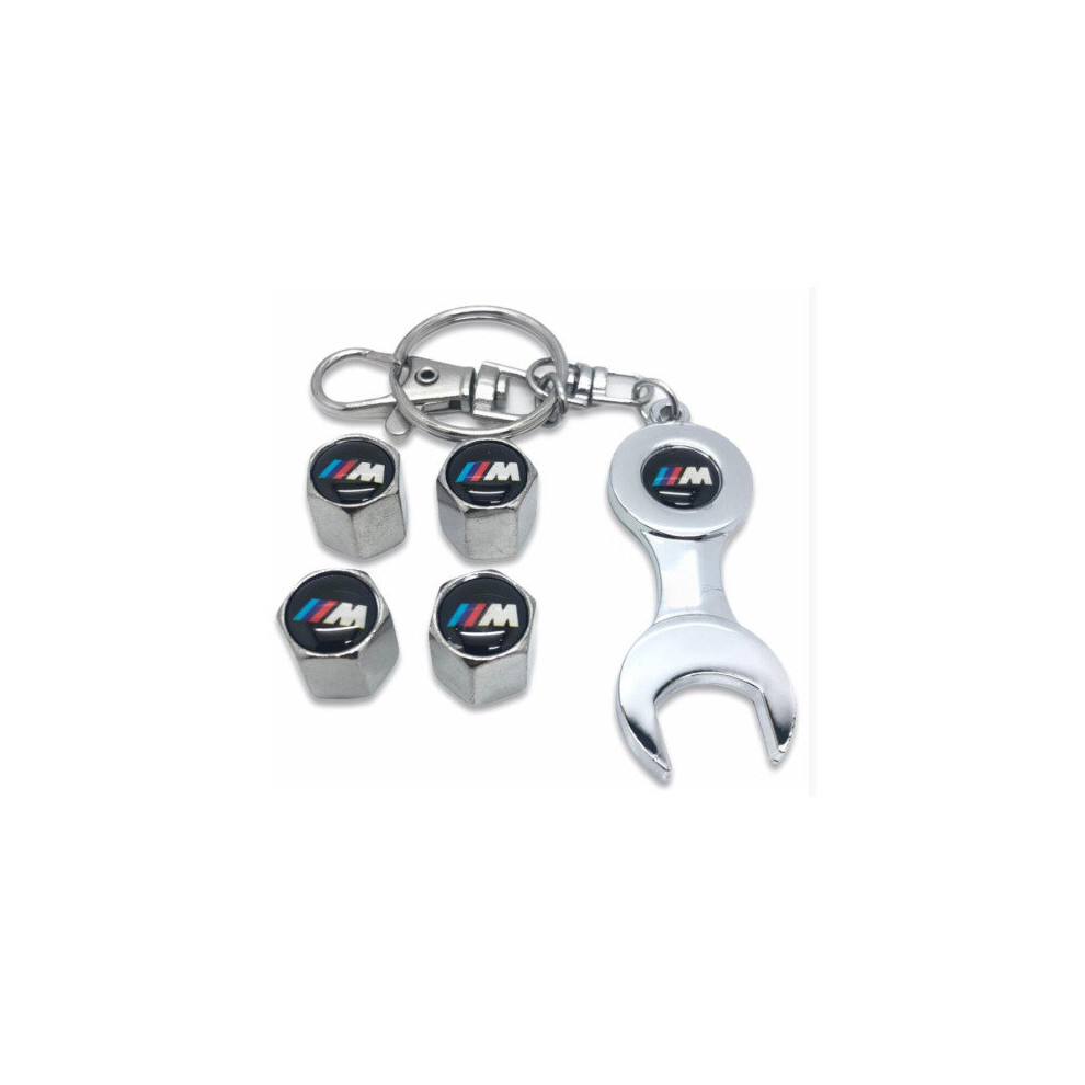 1 Wrench Keychain 4Pcs Car Wheel Tire Valves Tyre Air Caps For Bmw 5701510941580