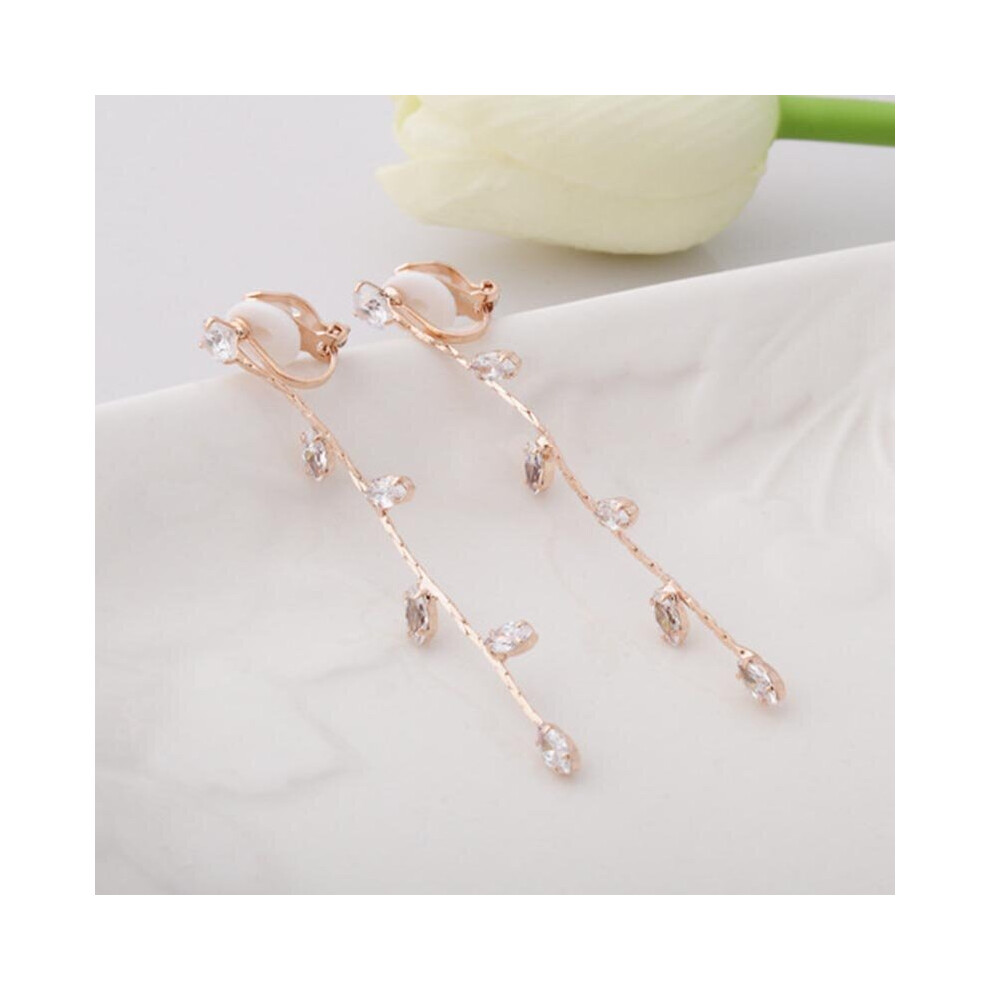 Long Tassel Rhinestone crystal Clip on Earring no pierced for Women jewerly-image-OPC-PBRCKDX-NEW