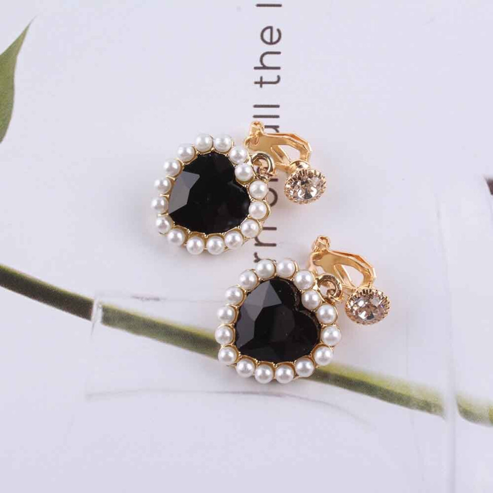 Charm Pearl Love Heart Clip on Earrings for Women Earring Jewelry