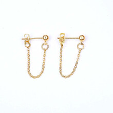 LWONG 4mm Ball Chain Ear Jacket Earrings for Women Minimalist Ear Cuff Earrings Thin Chain Wrap Earrings