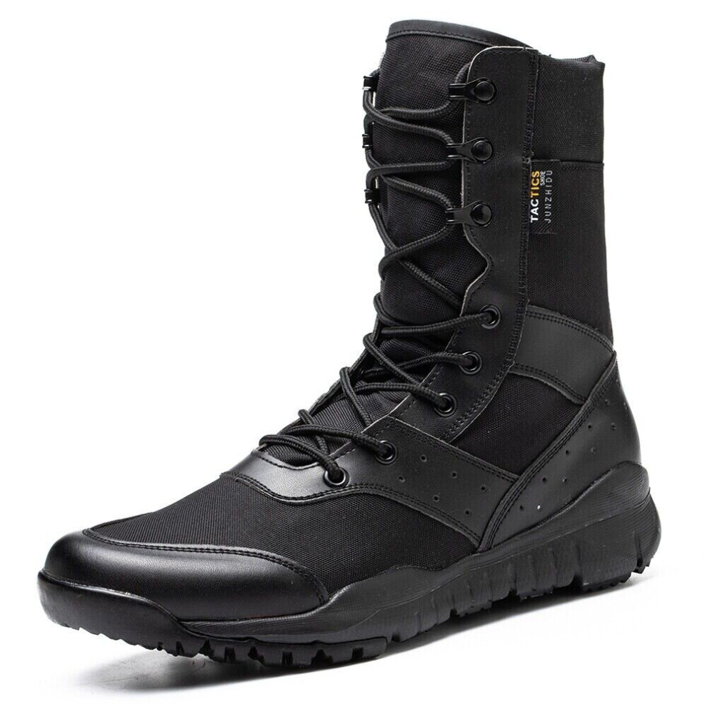 (Black, 9) Mens Outdoor Jungle Army Combat SWAT Military Shoes Leather Ankle Work Boots UK