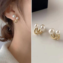 Pearl C Shape Geometric Stud Earrings Pierceing Bowknot Zircon Small Ear Clips Wrap Earcuff Party Jewelry Gift