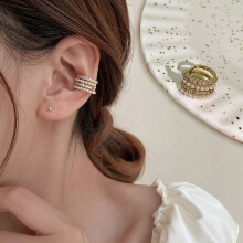 1set Ear Cuff Clip Chain Tassel Clip on Earring Asymmetric Cross Earrings For Women Korea Creative Jewelry Female Earcuff