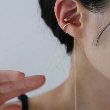 Vintage Silver Long Chain Tassel Ear Cuff Clip on Earrings for Women Boho Circle Earcuff Jewelry