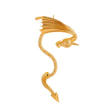Gothic Punk Flying Dragon Ear Clip on Earrings for Women Vintage Exaggerated Hanging Hooping Ear-Cuff Piercing Jewelry