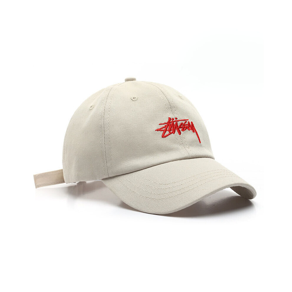 (Beige) Baseball Cap Vintage Letter Embroidery Outdoor Cotton Sun Protection Hats