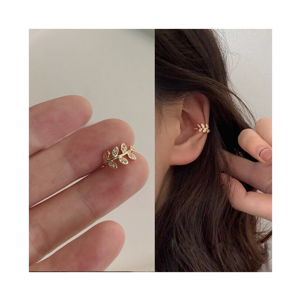 Crystal Leaf Clip Earrings without Piercings Punk Ear Cuff for Women Earrings Personlity Ear Clips Stuff-image-OPC-PBRCKZY-NEW