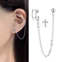 Luckydays Ear Cuff Clip Chain Tassel Clip on Earring Cross Earrings For Women Korea Jewelry Femme Earcuff