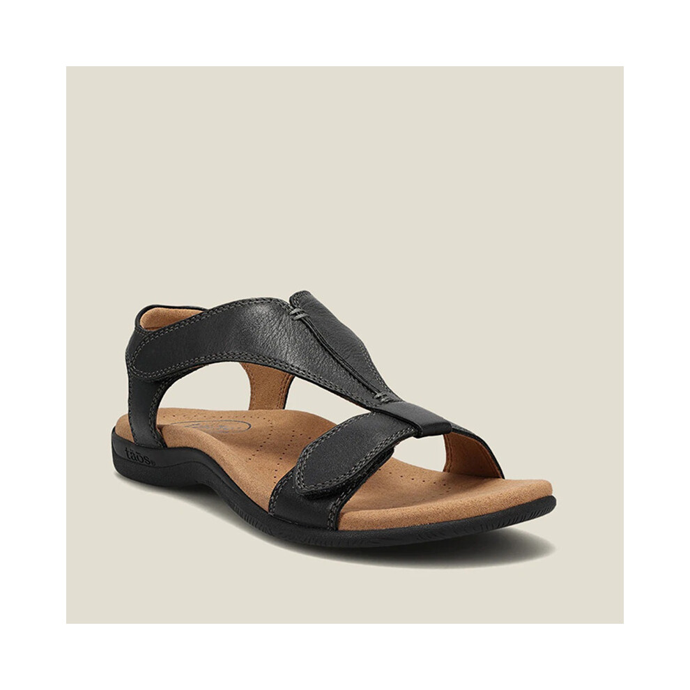 (Black, 43) Summer Womens Flat Ankle Wide Flat Slippers Beach Sandals Fashion Casual