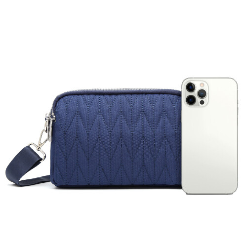 (Navy) KONO Multi Pocket Waterproof Small Crossbody Bag 1
