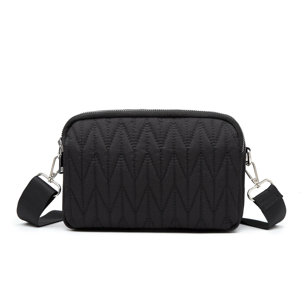 (Black) KONO Multi Pocket Waterproof Small Crossbody Bag