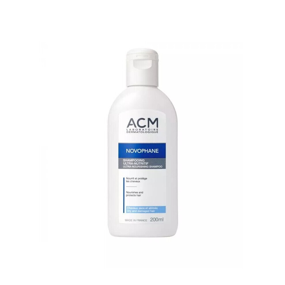 ACM Novophane Ultra-Nutritive Shampoo 200 mL | Nourishing Shampoo for Dry & Damaged Hair | Restores Moisture & Strengthens Hair Fiber