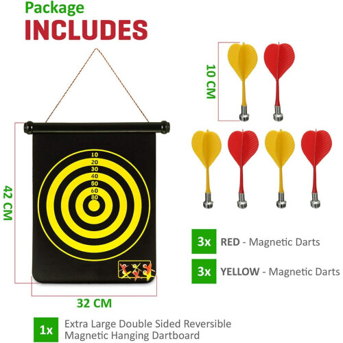 Magnetic Dartboard Roll Up 6 Magnet Darts Game Dart Board Double Sided 2