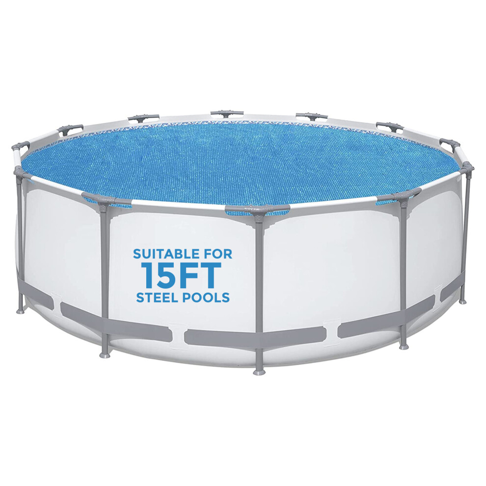 (FOR 15FT STEEL POOL) Solar Pool Cover for 8, 10, 12 & 15ft Inflatable Fast Set Paddling Swimming Pool