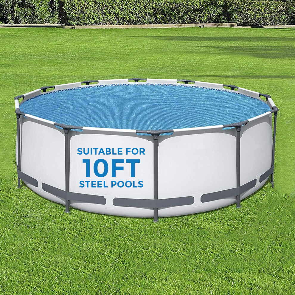 (FOR 10FT STEEL POOL) Solar Pool Cover for 8, 10, 12 & 15ft Inflatable Fast Set Paddling Swimming Pool