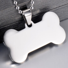 (White) 10pcs Stainless Steel Bone Shape Dog ID Dog/ Cat Tags Collar Accessories 6 Colors Blank Pet ID Tag Jewelry