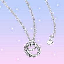 925 Sterling Silver Family Always Circles Necklace with Pendant fit Charm DIY for Women Jewelry Birthday Gift