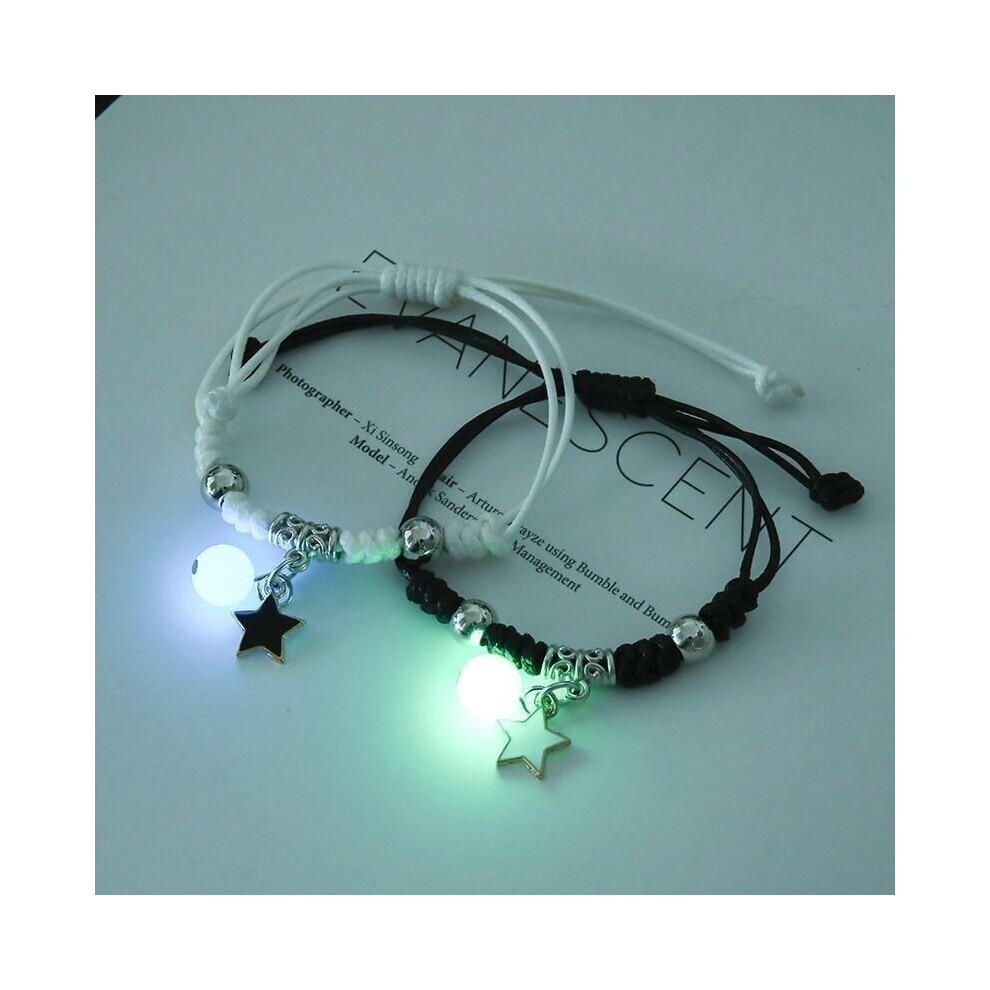 2PC/Set Luminous Moon Star Bracelet Couple Adjustable Rope Matching Bracelets Love Jewelry-image-OPC-PBRD7TY-NEW