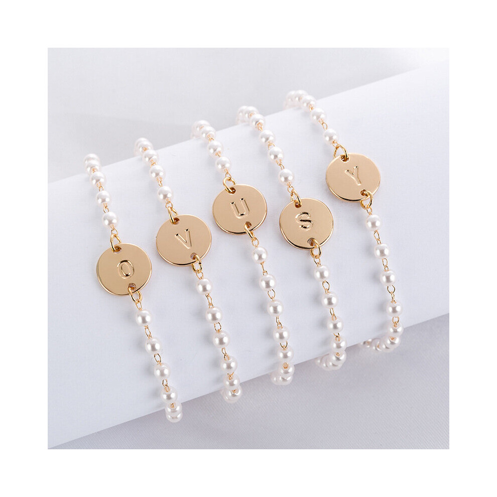 (Gold) Gold/Steel 26 Alphabet Initial Letter Bracelets Bangles for Women Girls Charm Adjustable Chain Charm Party Bileklik Pulsei-image-OPC-PBRD7Y2-NEW