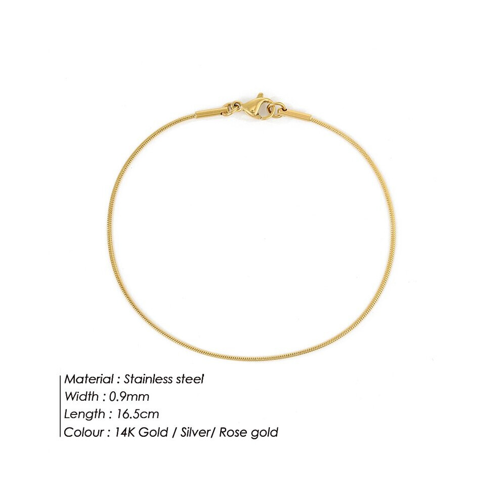 (Black) Stainless Steel Snake Chain Bracelet Jewelry For Men Women Stainless Steel Link Bracelet-image-OPC-PBRD858-NEW