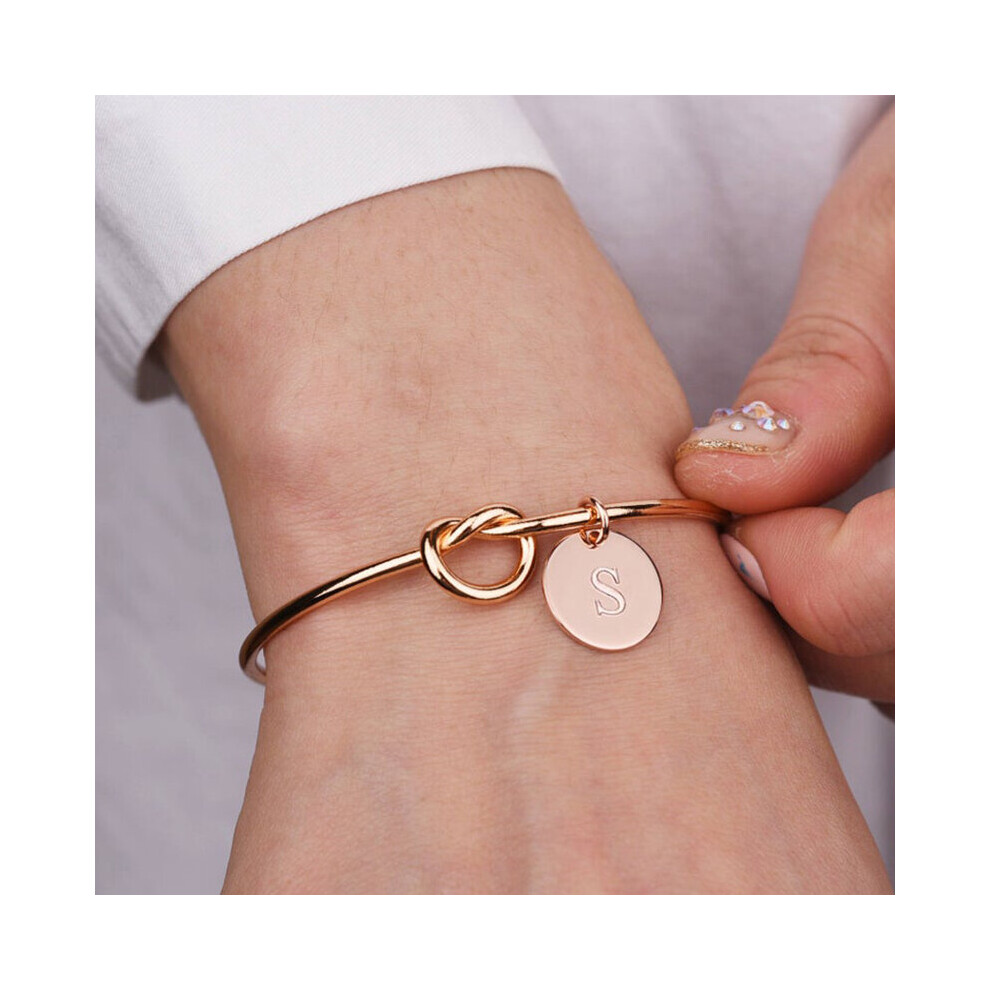 (Hot Pink) A-Z Charm Bracelets for Women Jewelry Pulseiras Initial Bracelets Bangles Open Knot Cuff Bangle Bracelets for Girlfriends-image-OPC-PBRD82W-NEW