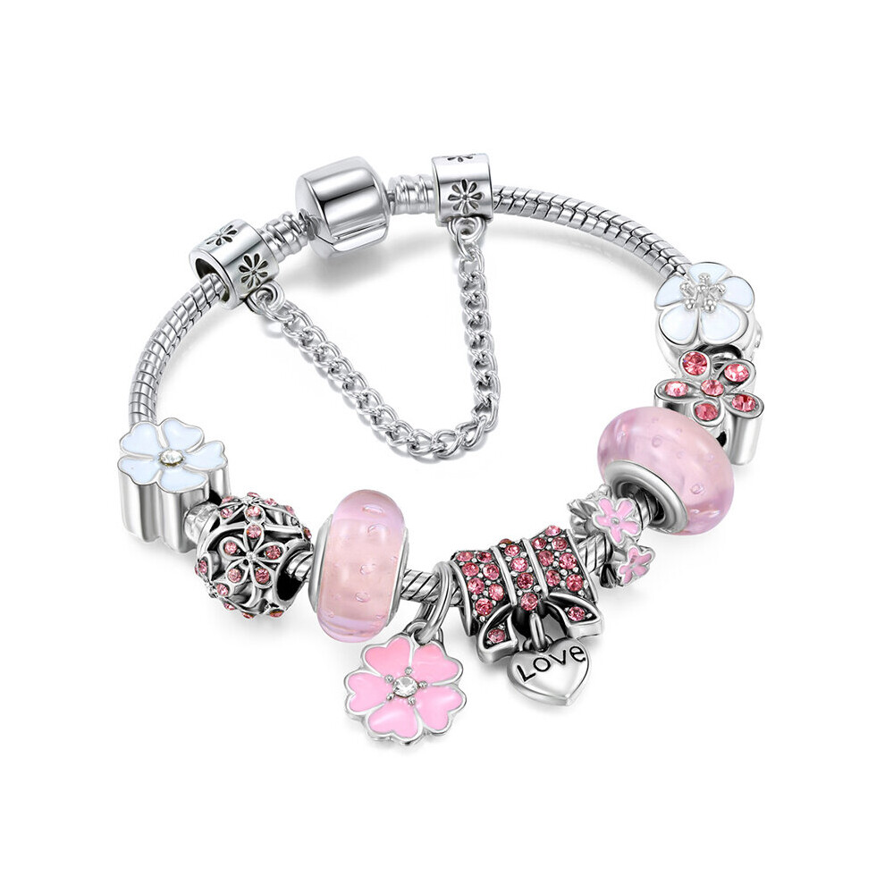 (Hot Stamping, 16cm) Vintage Silver Plated Crystal Charm Bracelets For wome Fit Snake Chain Bracelet DIY Jewelry Gift High-image-OPC-PBRD8TY-NEW