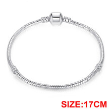 925 Sterling Silver Bracelets Snake Chain charm bracelet Compatible with Charm Beads diy Jewelry 17-22mm