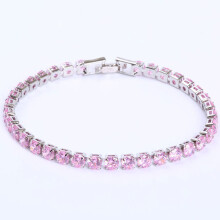 (Hot Stamping, 17cm) 4mm Cubic Zirconia Tennis Bracelets Iced Out Chain Crystal Wedding Bracelet For Women Men Silver Bracelet