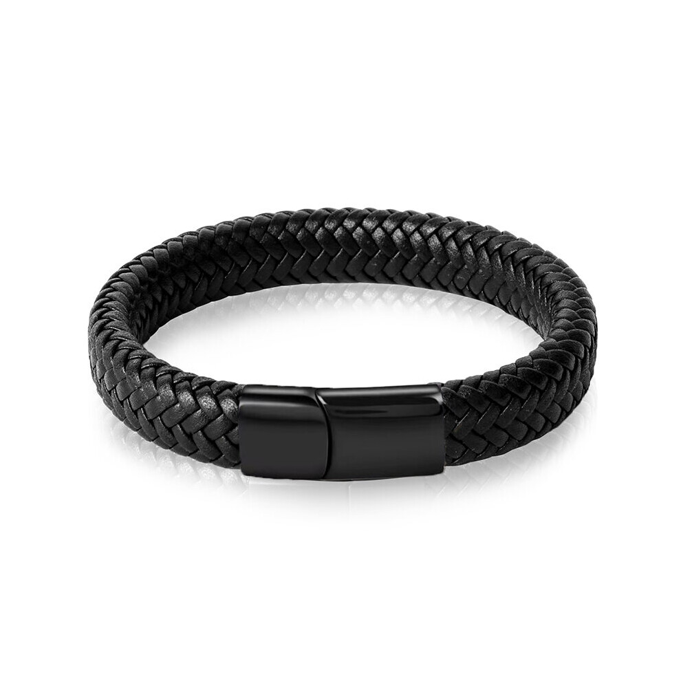 (Hot Stamping, 18.5cm) Classic 16 Strands Braided Leather Bracelet Men Jewelry Charms Stainless Steel Bracelets For Women Gift-image-OPC-PBRD9M8-NEW