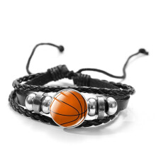 Favorite Basketball Snap Button Bracelet Punk PU Leather Bracelet Men Boys Wristband Ball Sports Hobby Accessories