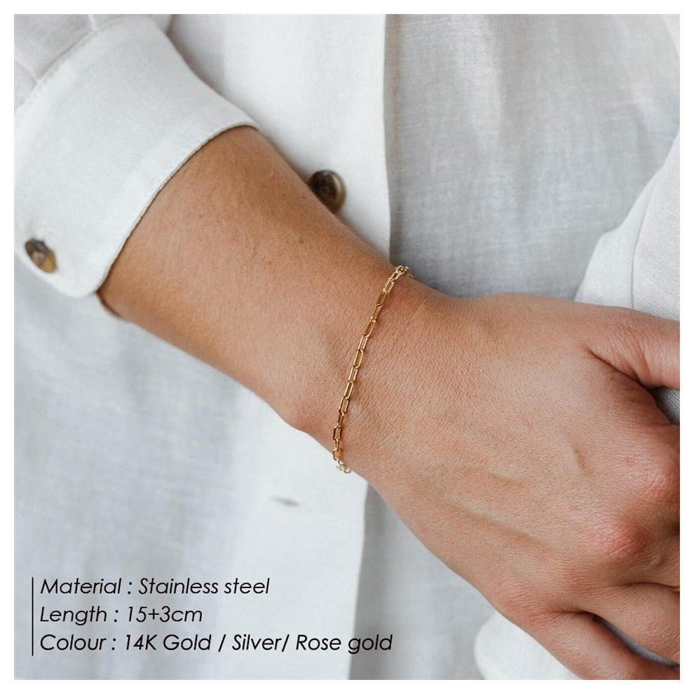 (Green) 316L Stainless Steel Bracelet for Woman Thin Chain Bracelet Charm Link Jewelry Wholesale/Dropshipping-image-OPC-PBRDBGW-NEW