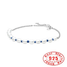 925 Pearl Cord Chain Bracelet Sterling Silver Freshwater Cultured Pearls Bracelets For Womens