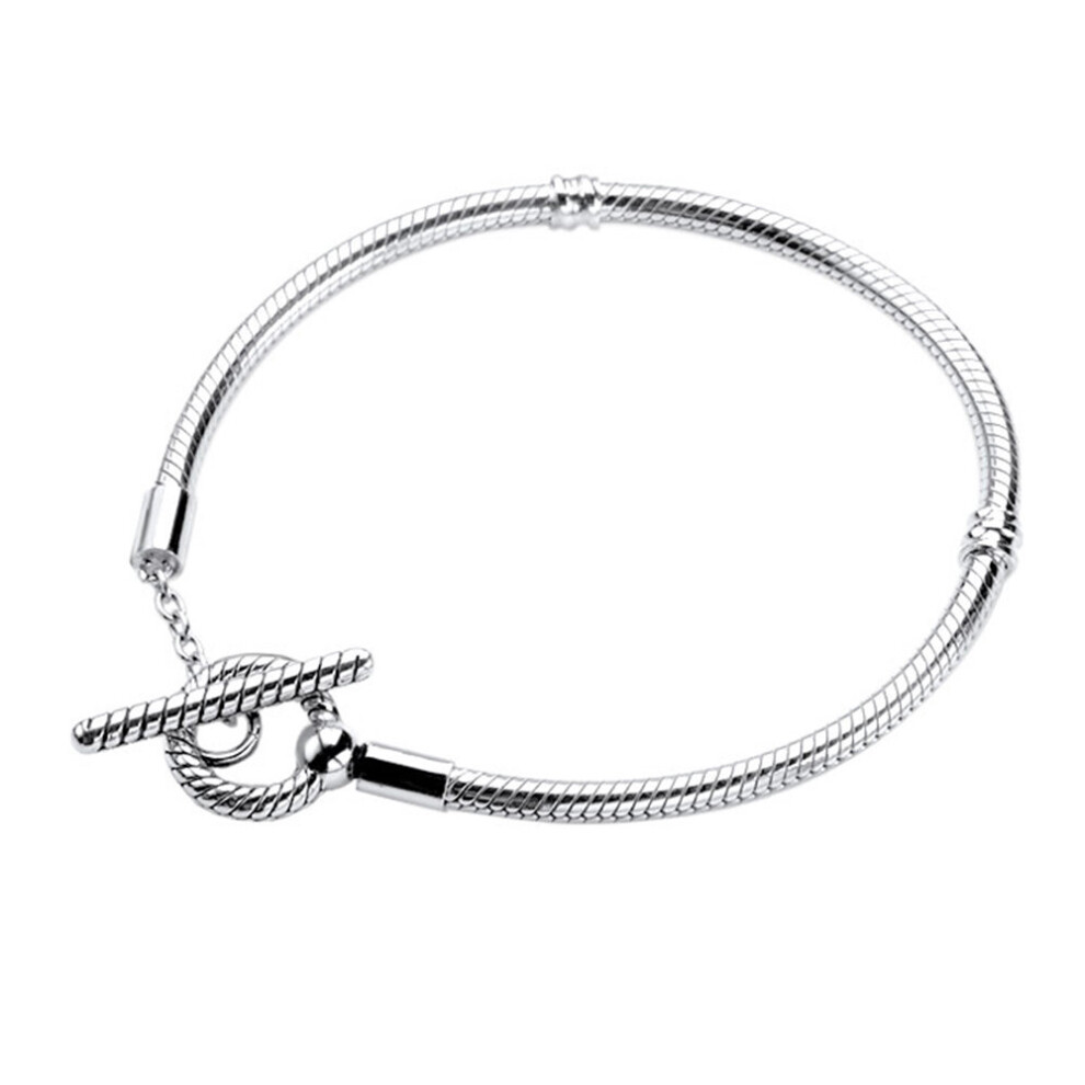(Gray) Moments 925 Silver T-Bar Snake Chain Bracelet Europe Charm Bangle Jewelry 589087C00-image-OPC-PBRDDFP-NEW