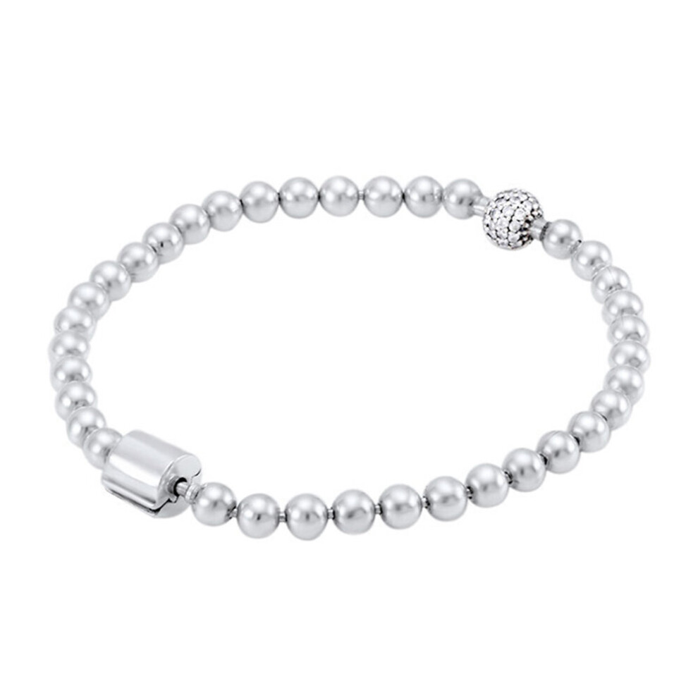 (Hot Stamping, 17cm) 925 Sterling Silver Beads & Pav? Bracelet Women Temperament Gift Fit Europe Jewelry-image-OPC-PBRDFBB-NEW