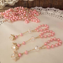 baptism favors pink communion favors plated recuerdos para bautizo finger rosaries christening favors crystal pearls