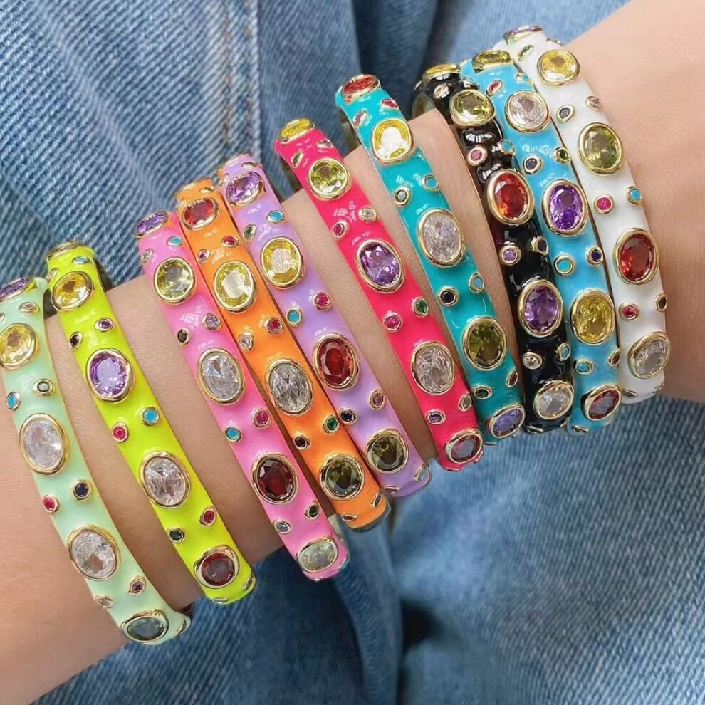 3Pcs arrivals Brass multicolor plated Cz Crystal Zircon Open bracelet for women-image-OPC-PBRDFDR-NEW