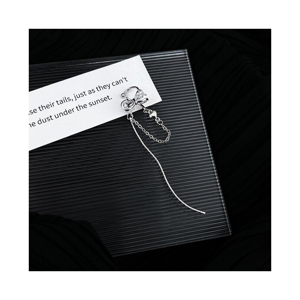 Delicate Zircon Bowknot Clip Earrings For Women Girls Tassel No Piercing Cartilage Ear Jewelry-image-OPC-PBRDDMN-NEW