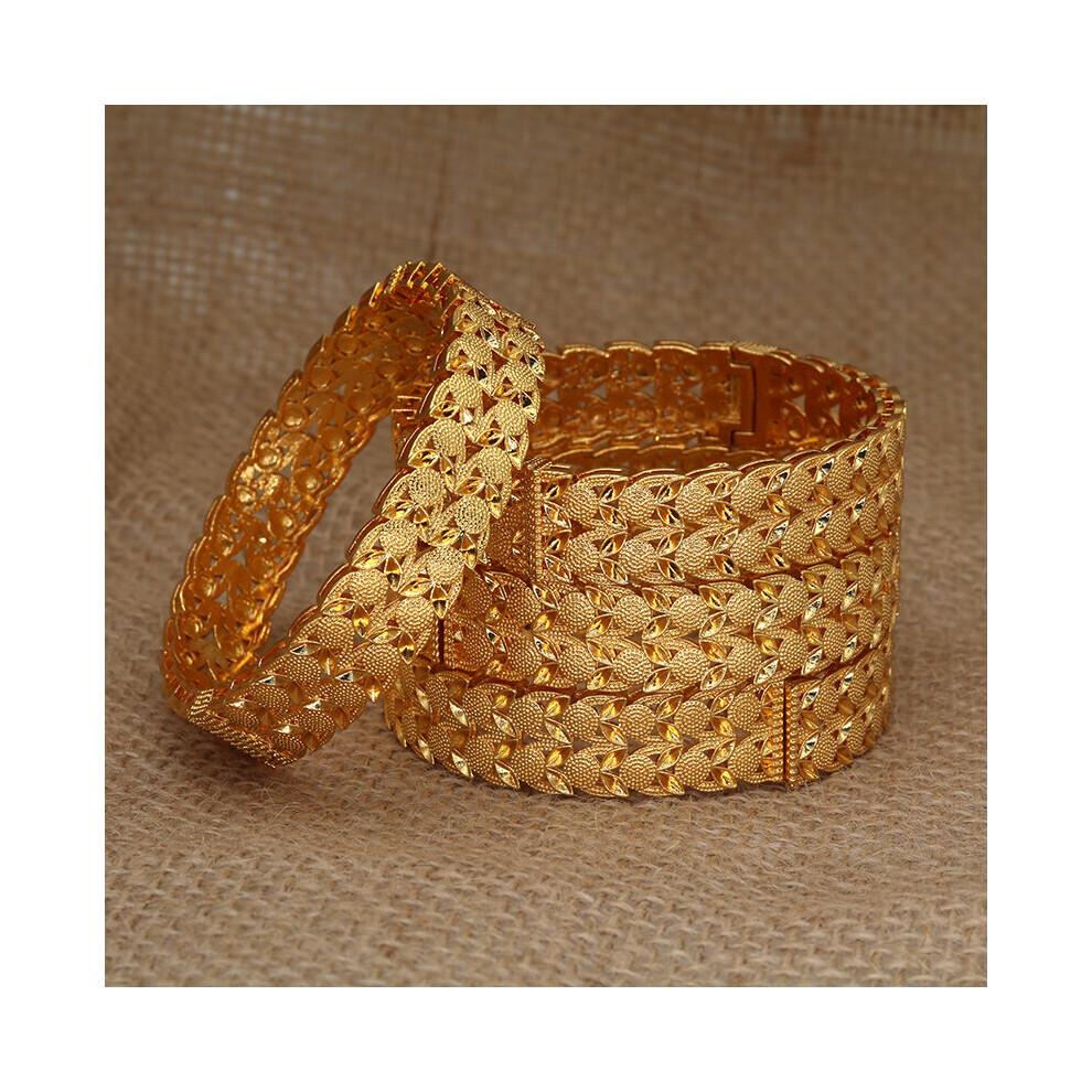4pcs 24K Bangles Ethiopian Dubai Bangles for Women,Arab African Bracelet Jewelry, Middle East Wedding-image-OPC-PBRDDN9-NEW