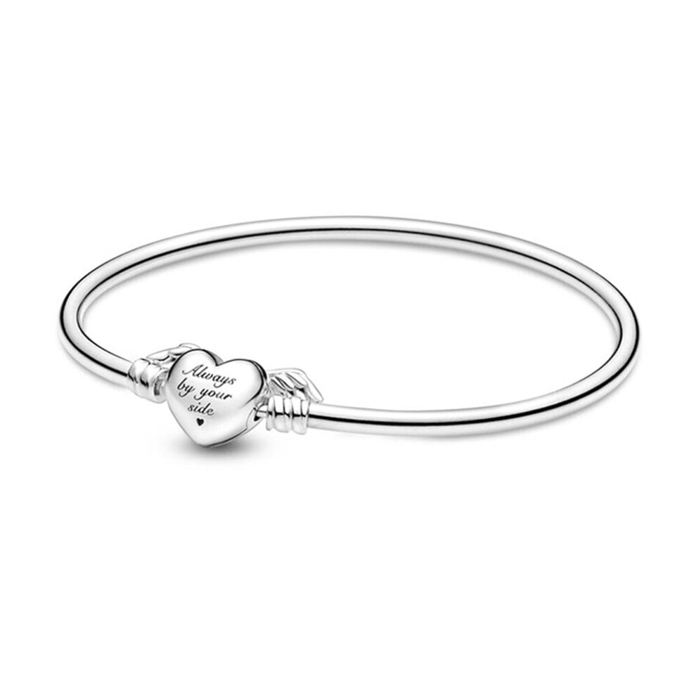 (Hot Stamping, 21Cm) 925 Sterling Silver Moments Bracelet Femme Always By Your Side Heart Clasp Bracelets & Bangles Women Jewelry Love Multicoloured