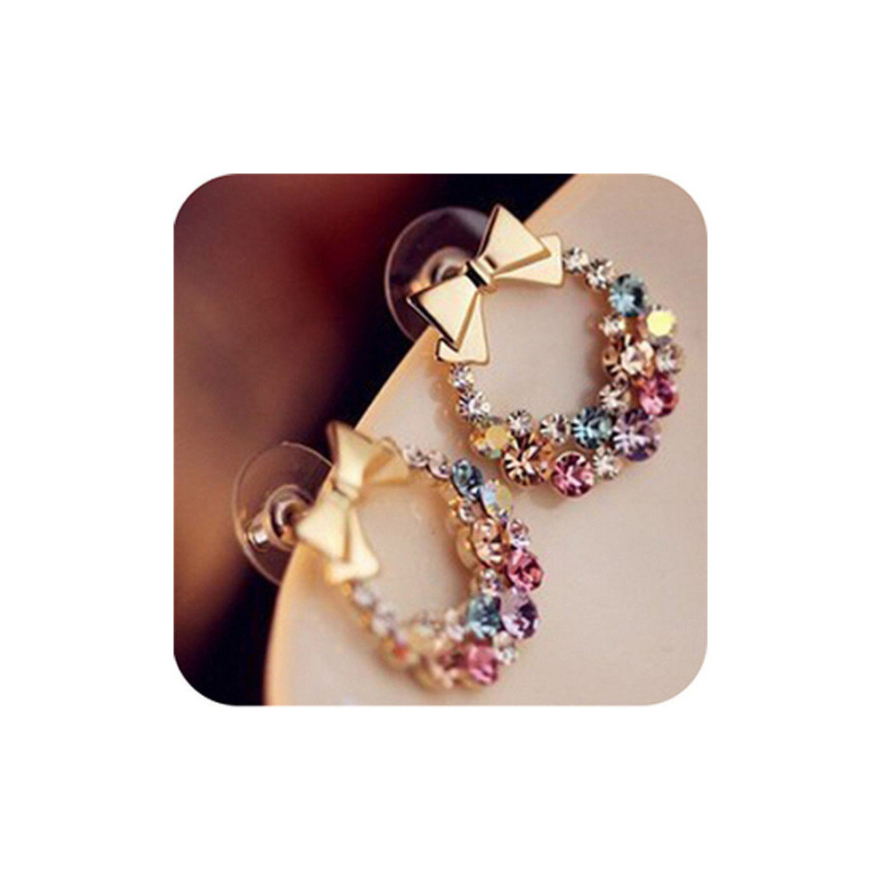 SexeMara Jewelry Colorful Rhinestone Pearl Butterfly Bow Stud Earrings for Women Brincos-image-OPC-PBRDFJG-NEW