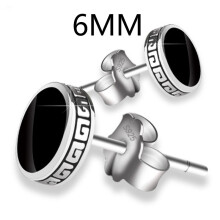 925 Sterling Silver 6mm 8mm Round Stud Earrings For Women Men Jewelry Accessories