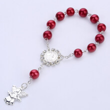 Pearl Beads Catholic Rosary Catholic Holy Communion silver Wings Crucifix angle Pendants Bracelet nice