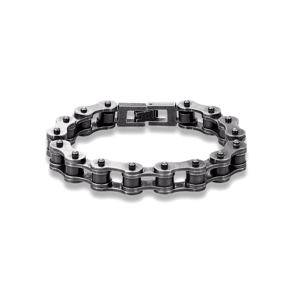 (Rust Red, 23.5cm) Stainless Steel Vintage Bicycle Chain Men Wide Bracelet Motorcycle Accessories Mens Jewelry Hand Chain Bangles Bracelets-image-OPC-PBRDGGF-NEW