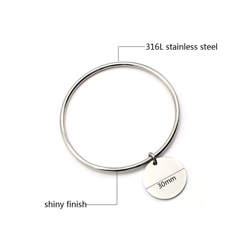 (Light Yellow Gold Color, 52-54mm) Bracelet Bracelet & Bangle Laser Logo/Name Round Charm Pendant Style Jewelry-image-OPC-PBRDGWD-NEW