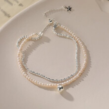 Silver Gypsophila Pearl Double Layer Bracelet Women Fine Jewelry For Wedding Party Gift
