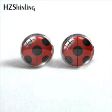 (Black) Arrival Ladybugs Insect Stainless Steel Plated Earrings Jewelry Ladybbug Stud Earrings Jewelry