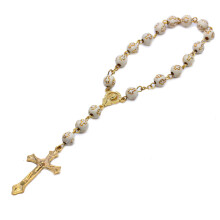 10pcs Bronzing Cross Rosary Bracelet Christening Baptism Wedding Bridal Shower First 1st Communion Baby Decoration
