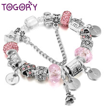 (Hot Stamping, 19cm) Noble Charm Bracelet With Silver Snake Chain Bracelets Women Jewelry