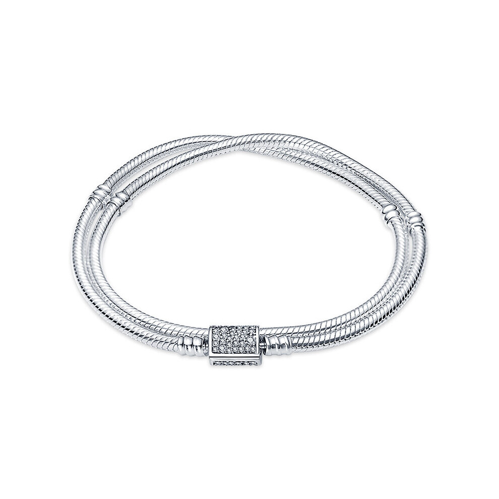 (Silver, 17cm) 17-20 cm Silver women's bangle bracelet Fitting Charm DIY Bangle Jewelry Making Gift-image-OPC-PBRDK7Y-NEW