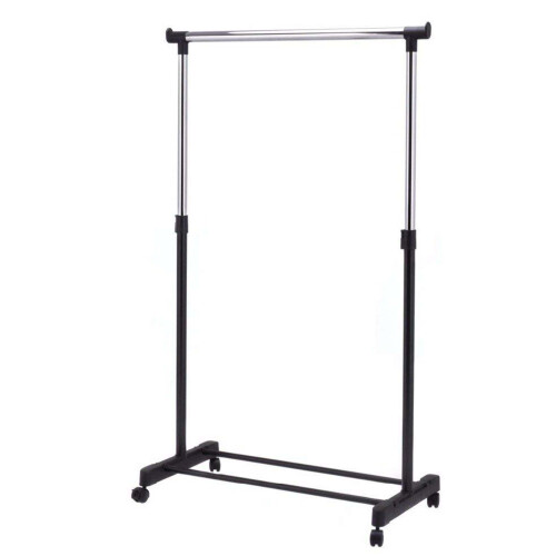 (Black) AAMEN Clothes Rail with Wheels & Adjustable Rack Clothes